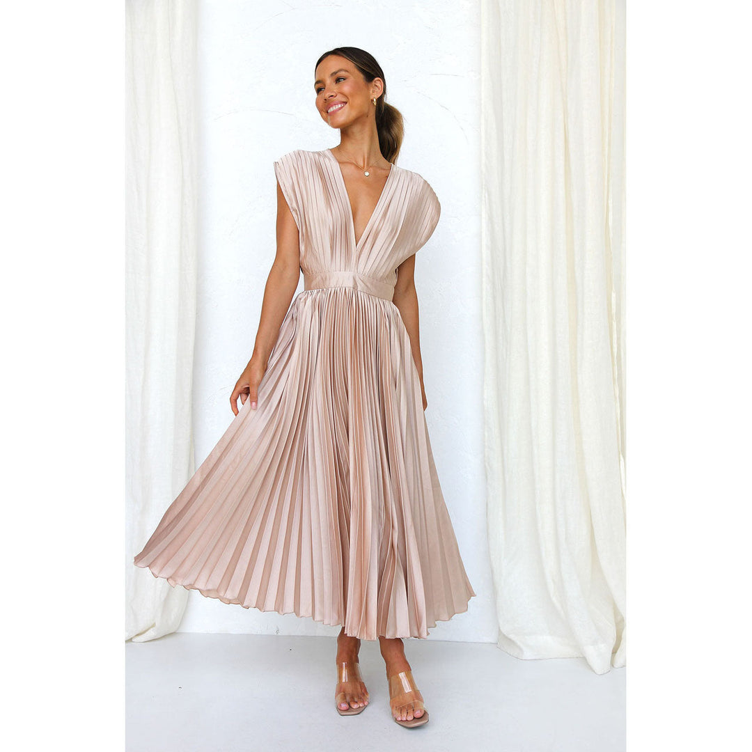 Michela | Robe midi plissée raffinée avec décolleté en V