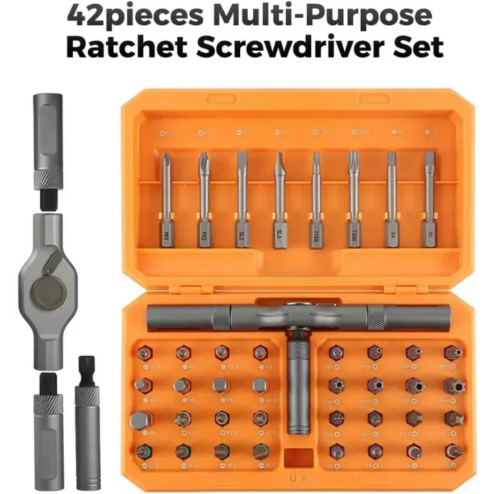 Set di cacciaviti a cricchetto Dilbar 42 in 1 | Kit compatto magnetico in alluminio
