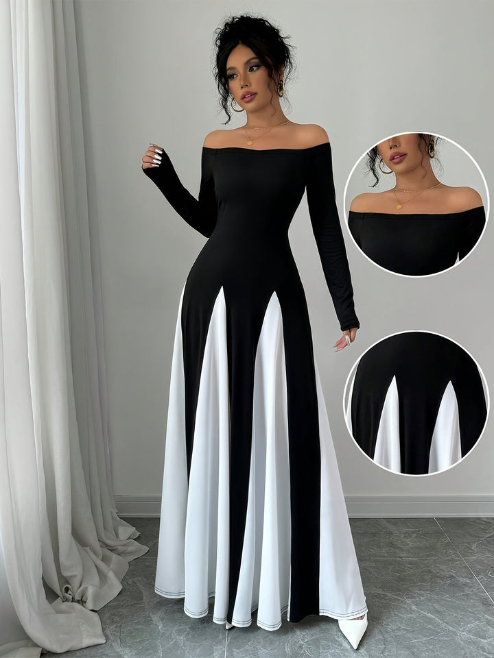 Melodia Robe Épaules Dénudées Femme | Manches Longues & Élégance Époustouflante