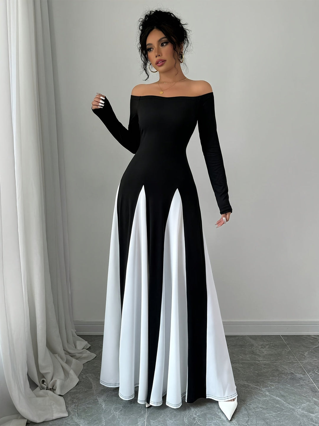 Melodia Robe Épaules Dénudées Femme | Manches Longues & Élégance Époustouflante