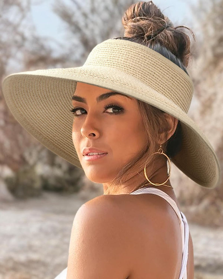 Visiera parasole da donna Nicky con protezione UV | Design aperto e tesa larga per l'estate e la spiaggia