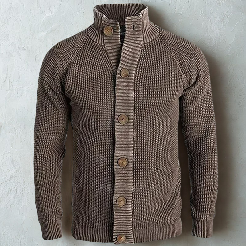 Cardigan pour homme en maille côtelée | Coupe slim avec col montant élégant