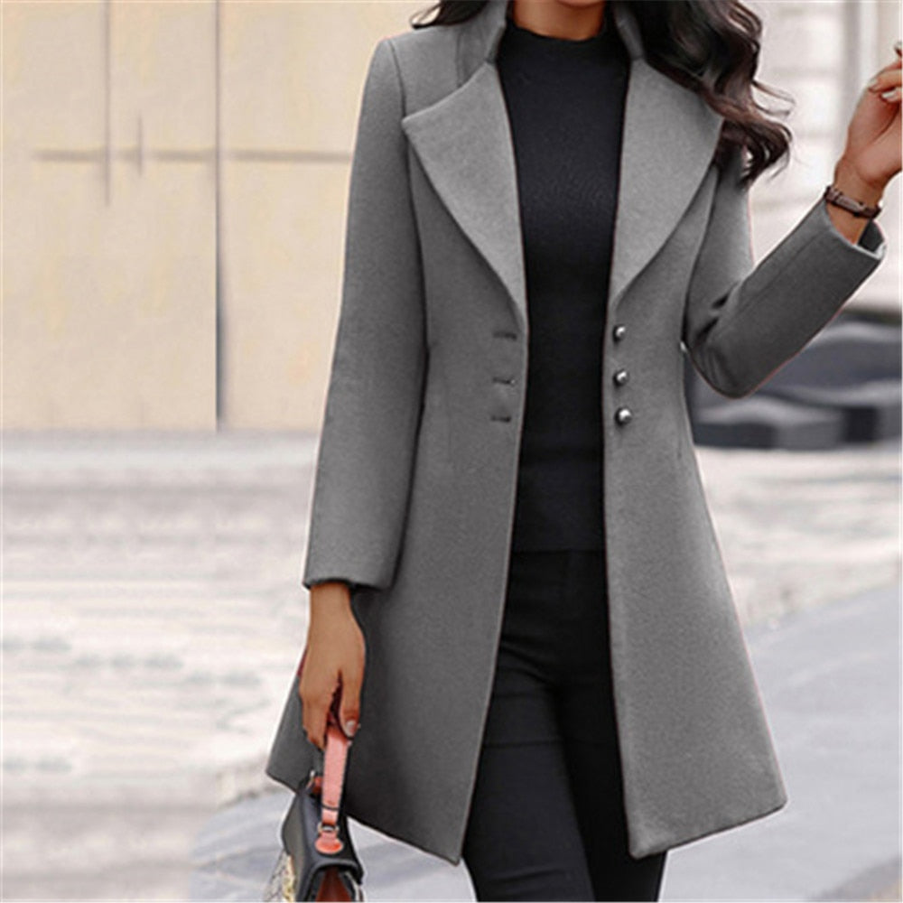 Manteau Élégant pour Femme | Grands Revers & Coupe Ajustée