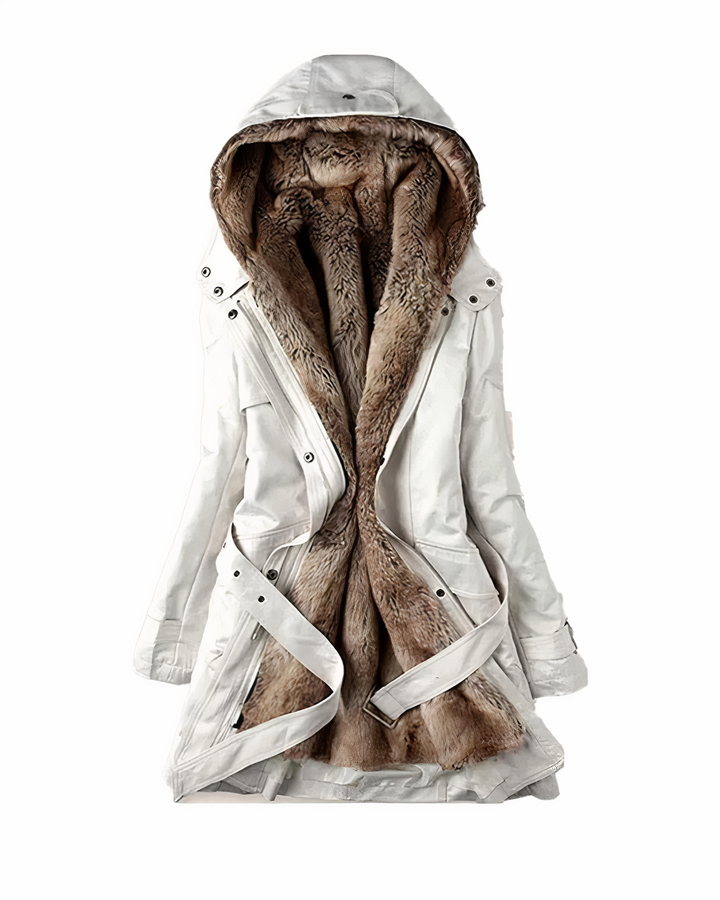 Veste d’hiver Leslie Luxe – chaude, élégante avec capuche et doublure haut de gamme
