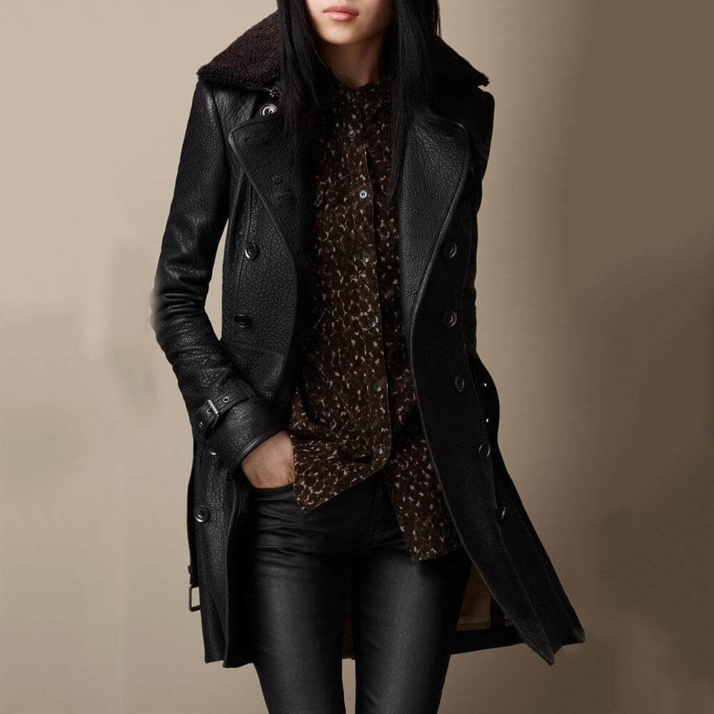 Fiona - Trench-coat en cuir de luxe