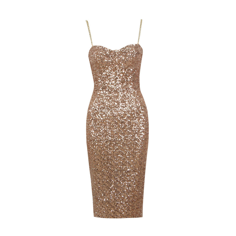 Luna Shiny Midi Dress with Zipper | Luxury & Modern for Any Occasion