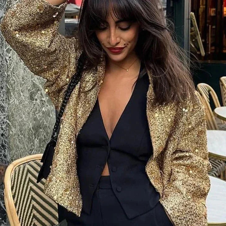 Veste à Paillettes | Design Glam avec Détails Brillants et Paillettes