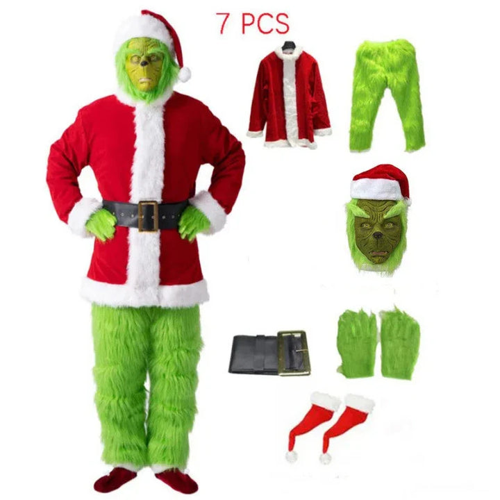 Costume de Noël Grinch | Déguisement réaliste avec masque, gants et chapeau