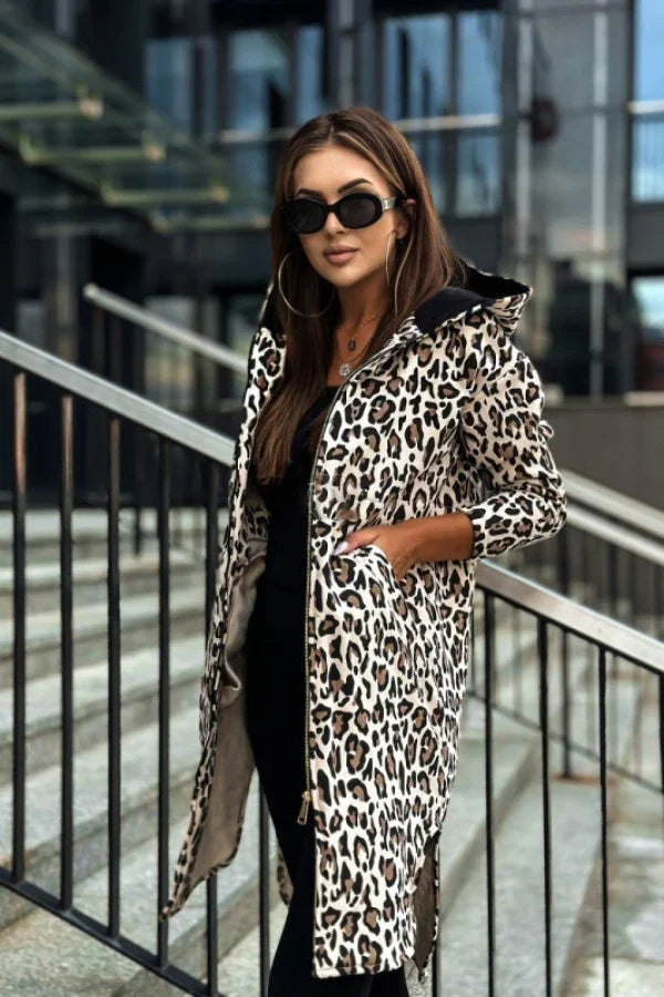 Hazel | Abrigo impermeable con estampado de leopardo para mujer con un diseño elegante
