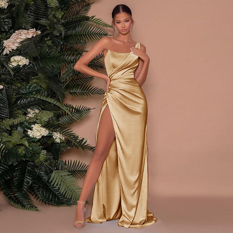 Aurélie | Robe longue satinée | Élégance et Confort pour Toutes Occasions
