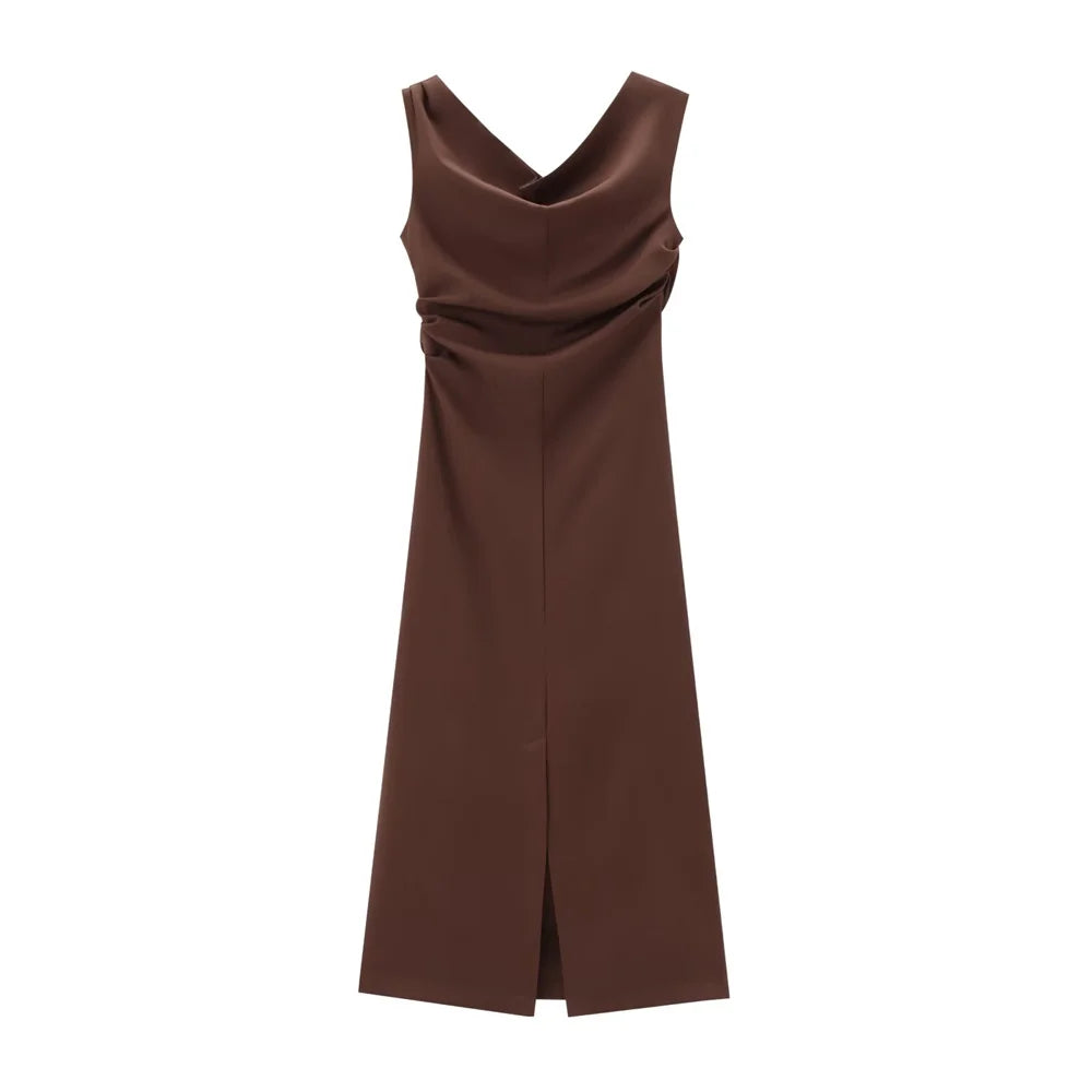 Jenell | Robe Longue Élégante à Coupe Slim, Col Off-Shoulder et Fente Arrière