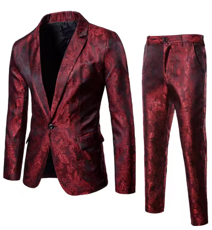 Costume jacquard classique de haute qualité, 2 pièces