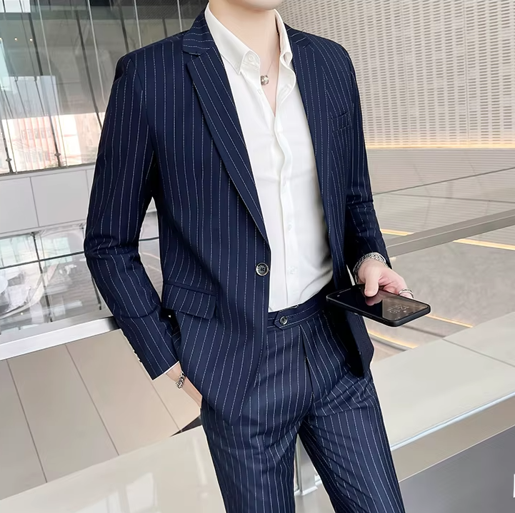 Costume slim fit deux pièces de haute qualité, pantalon et veste combo