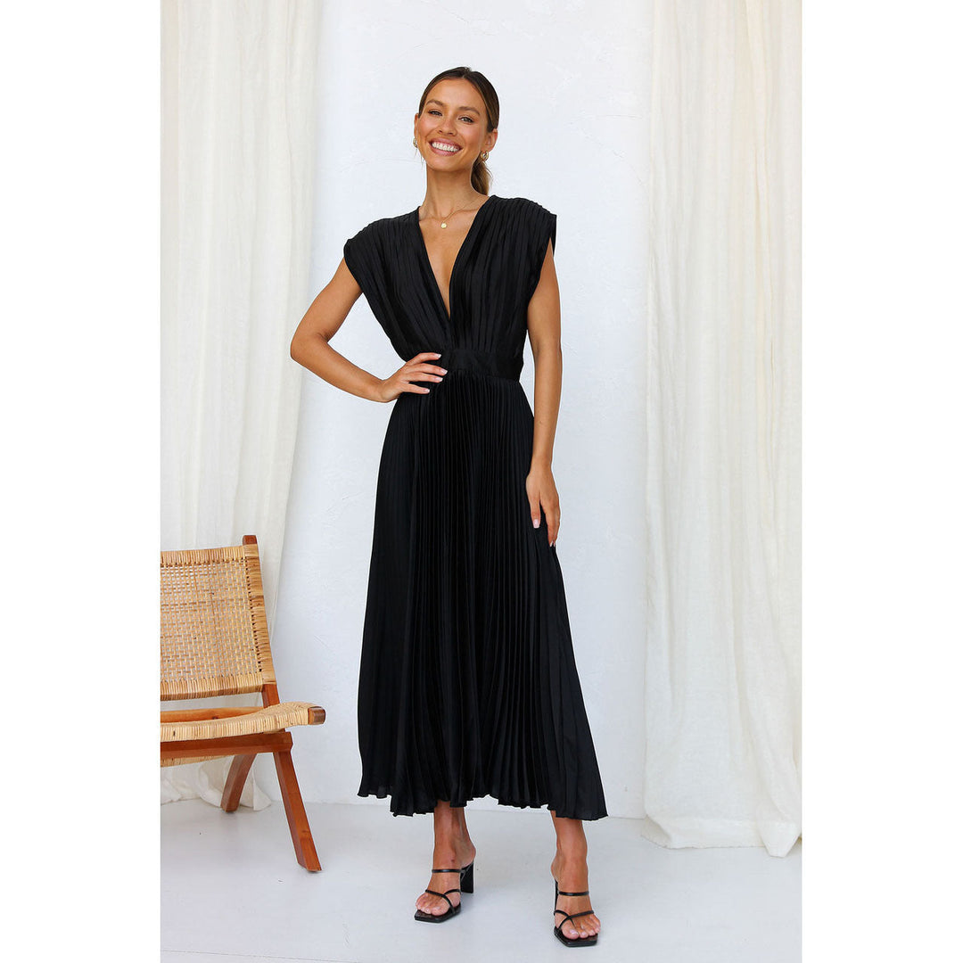 Michela | Robe midi plissée raffinée avec décolleté en V