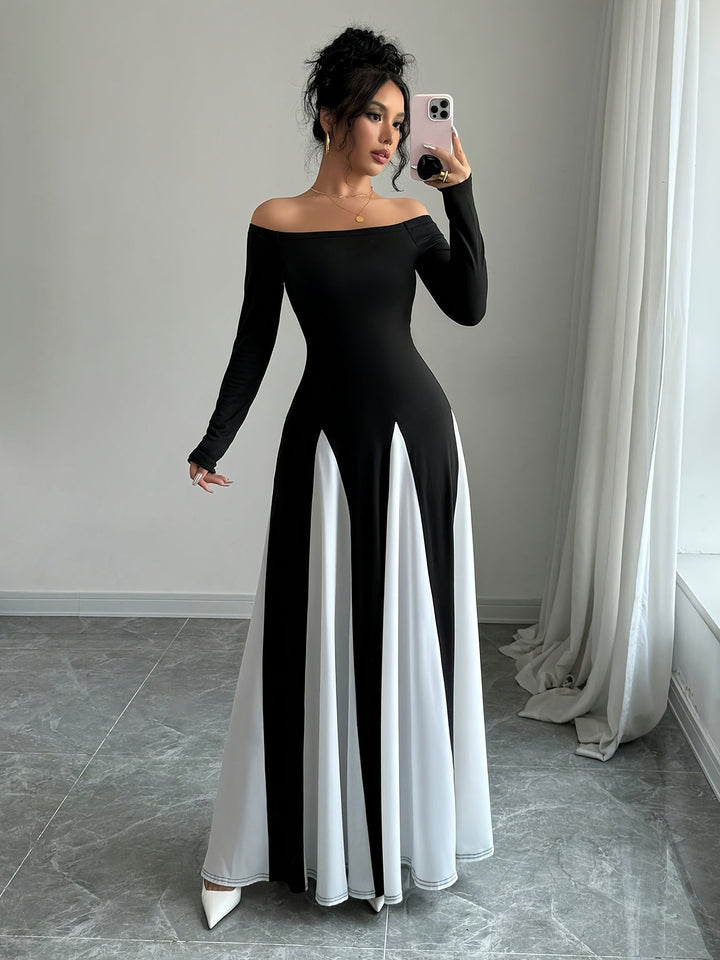 Melodia Robe Épaules Dénudées Femme | Manches Longues & Élégance Époustouflante