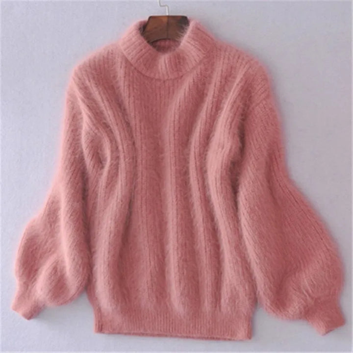 Sif Pull Vintage en Angora à Col Roulé | Maille Lâche, Confortable & Élégant