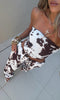 Pantalón con estampado de vaca Texas y tobillos anudados
