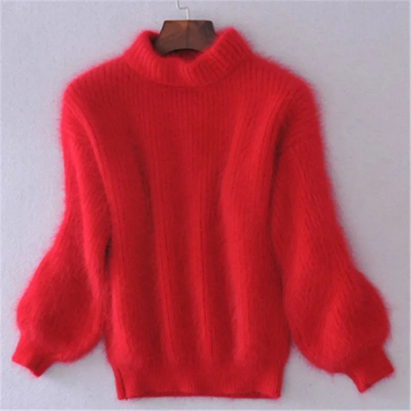Sif Pull Vintage en Angora à Col Roulé | Maille Lâche, Confortable & Élégant