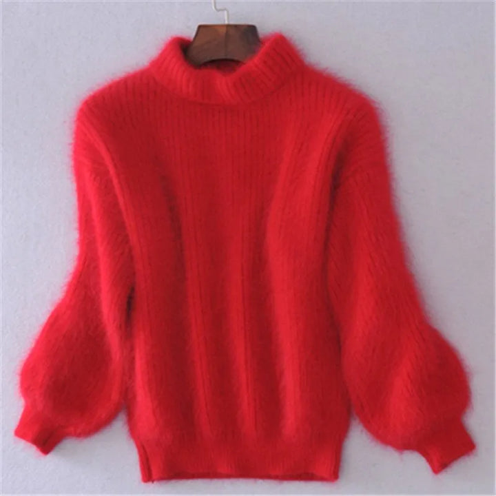 Sif Pull Vintage en Angora à Col Roulé | Maille Lâche, Confortable & Élégant