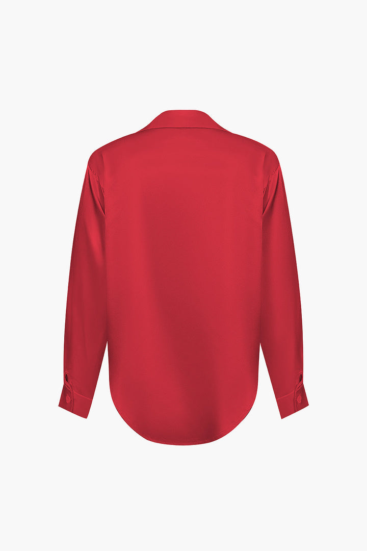 Blusa de satén Lillian para mujer | Camisa elegante de manga larga, corte holgado y diseño atemporal
