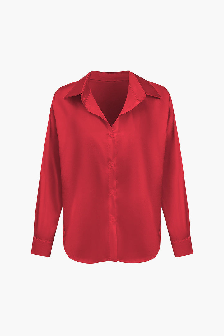 Blusa de satén Lillian para mujer | Camisa elegante de manga larga, corte holgado y diseño atemporal