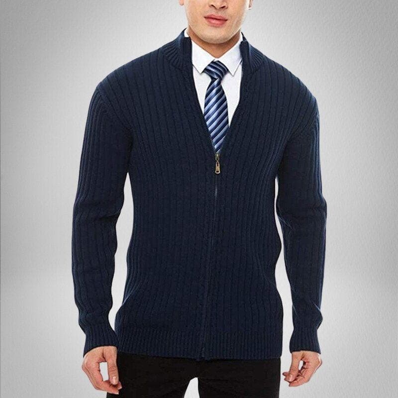 Clément Cardigan Zippé Côtelé Classique | Élégance Confortable pour l'Homme Moderne