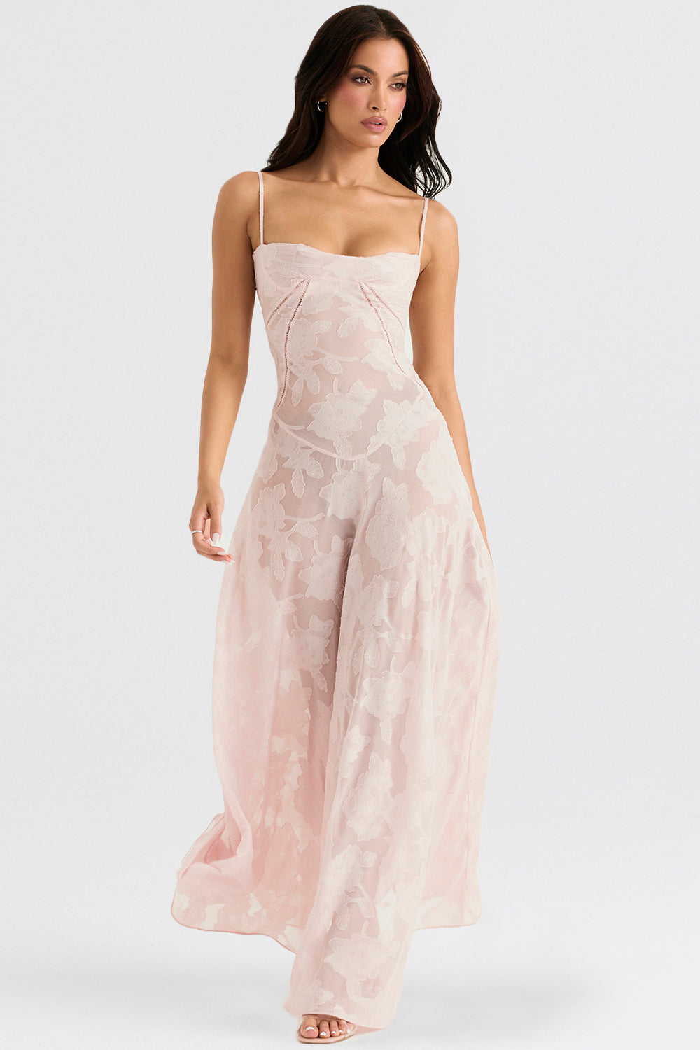 Elvina Robe maxi dos nu pour femme avec broderie | Aérienne, élégante & idéale pour l'été