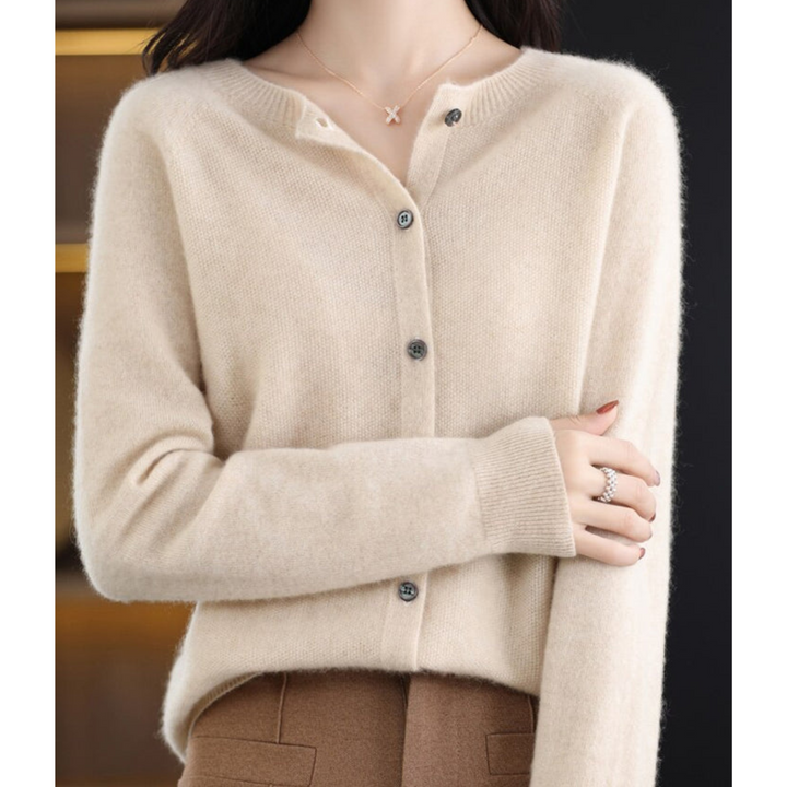 Élise Cardigan en Pure Laine Mérinos à Col Rond pour Femme | Chaleur et Élégance Naturelle