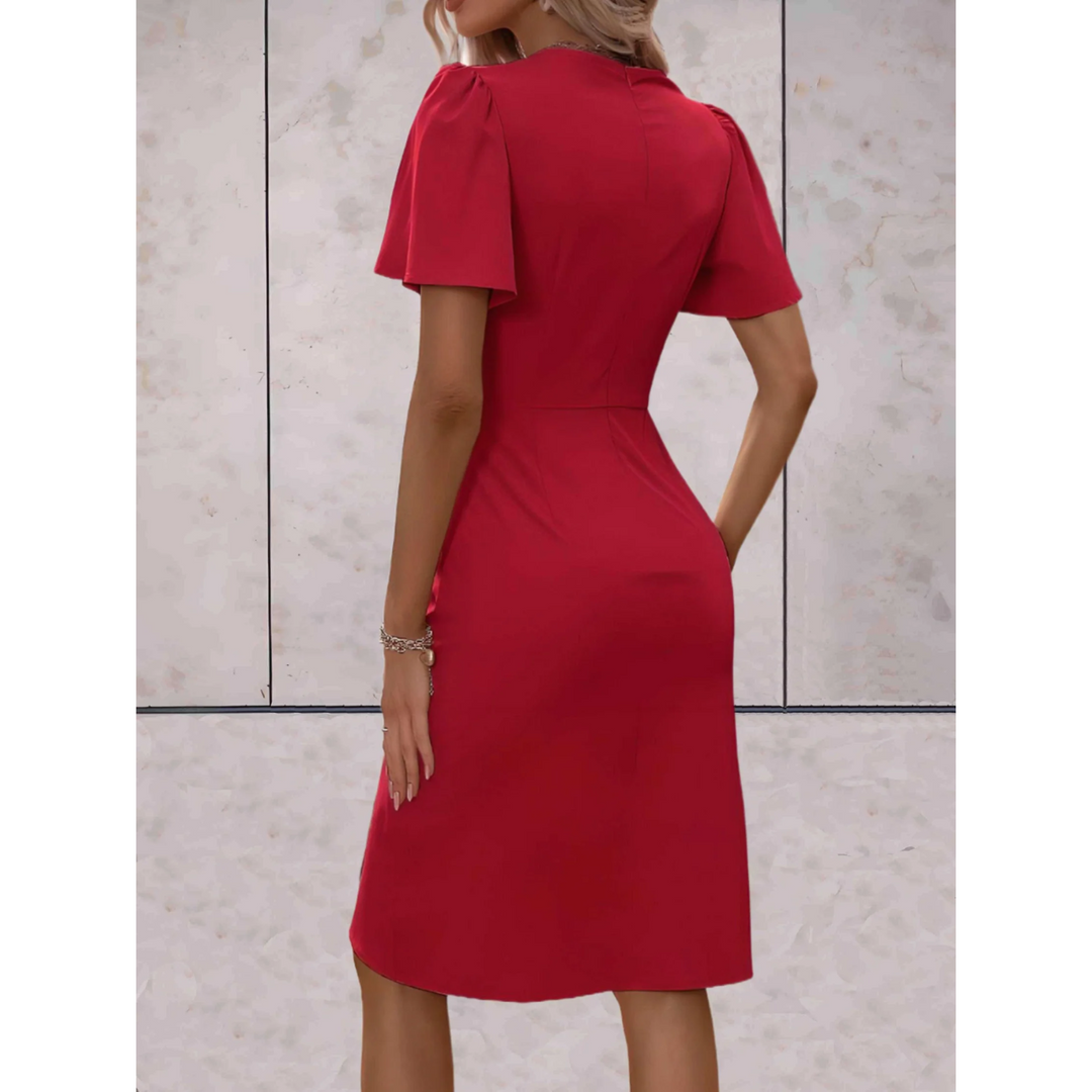 Evelina Wrap Dress for Women | Robe élégante à col en V, manches fluides et coupe confortable