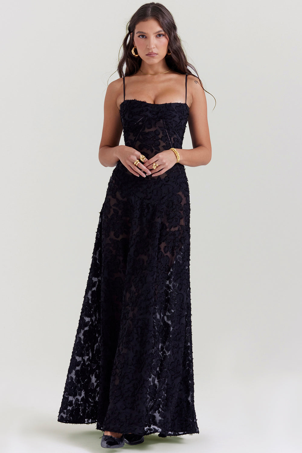 Elvina Robe maxi dos nu pour femme avec broderie | Aérienne, élégante & idéale pour l'été