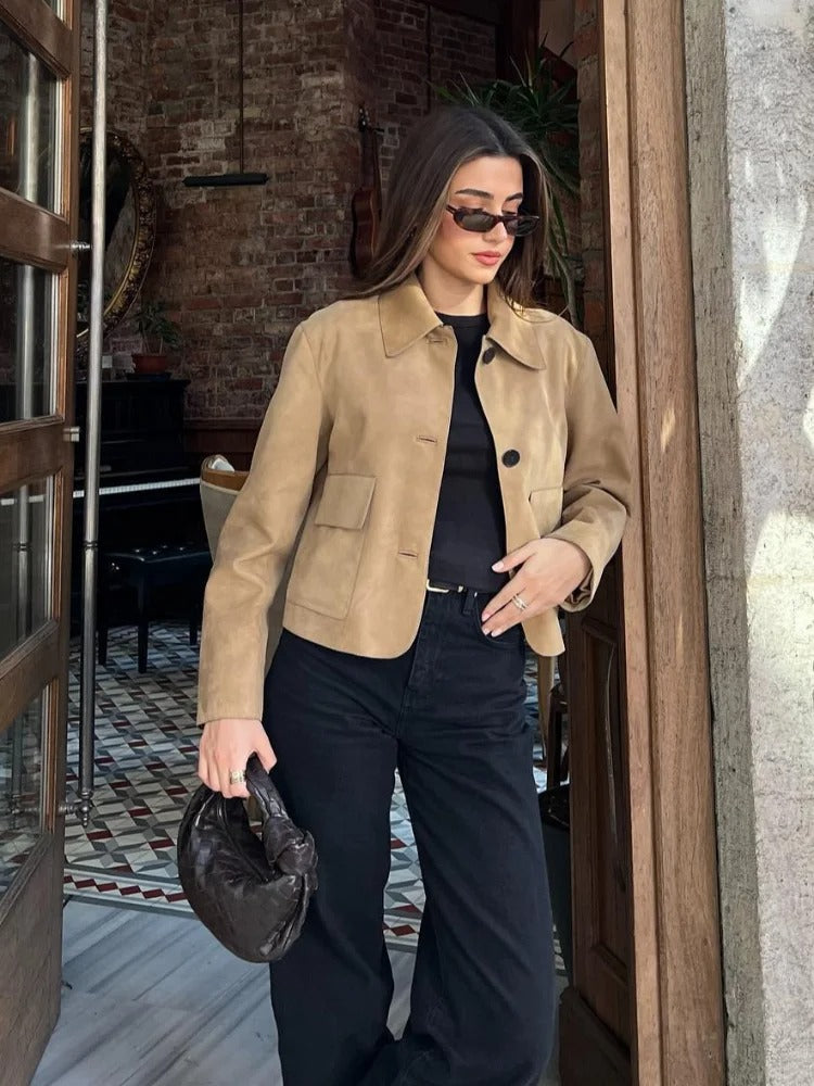 Veste en cuir pour femme Karly | Coupe étroite et design moderne - Un look élégant pour toutes les occasions