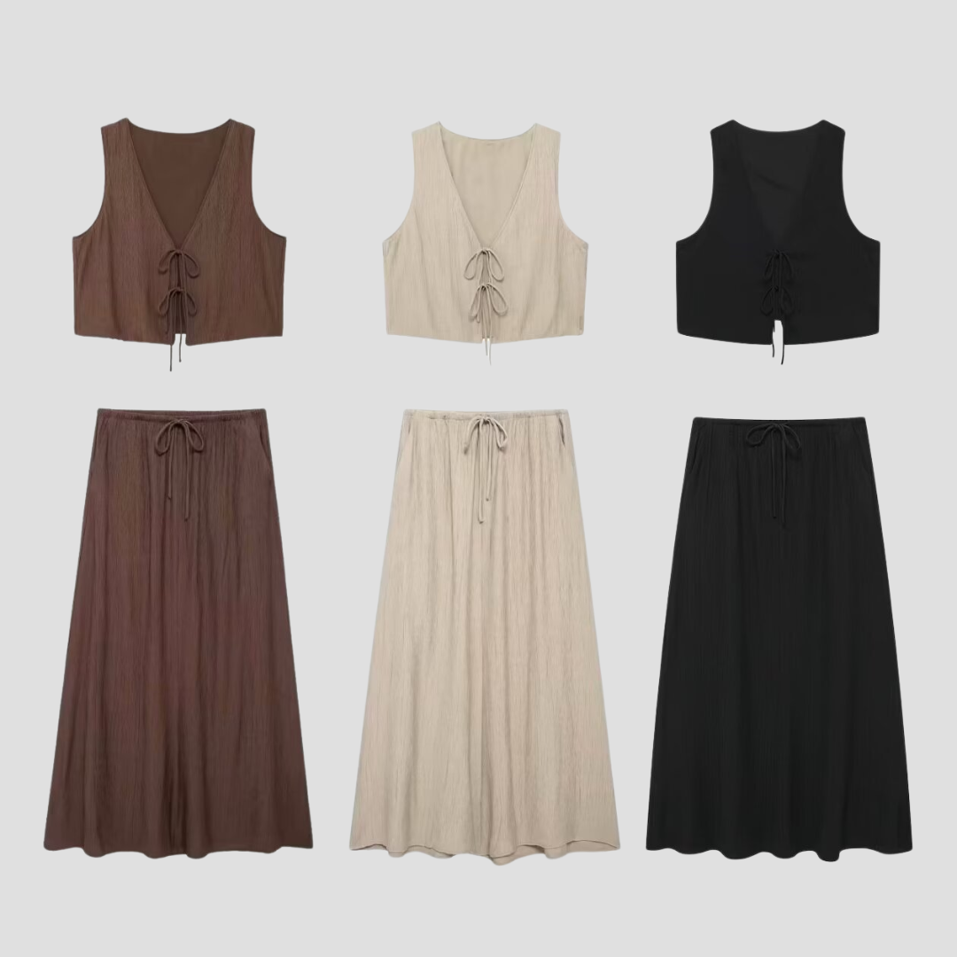 Séraphie Ensemble Jupe Midi Élégant Femme | Légèreté Féminine & Style Estival