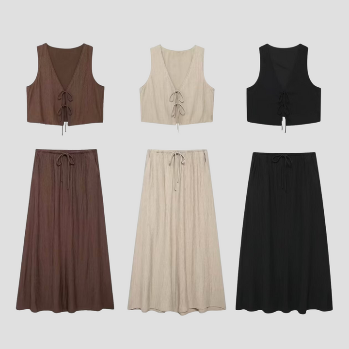 Séraphie Ensemble Jupe Midi Élégant Femme | Légèreté Féminine & Style Estival