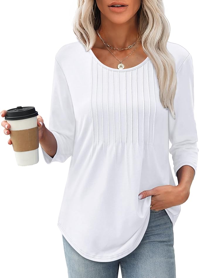 Afke Haut pour femmes avec structure et manches 3/4 | Confortable t-shirt pour le bureau et les loisirs