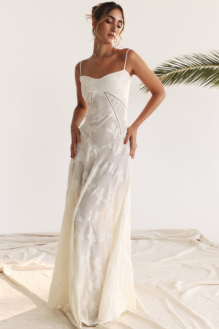 Elvina Robe maxi dos nu pour femme avec broderie | Aérienne, élégante & idéale pour l'été
