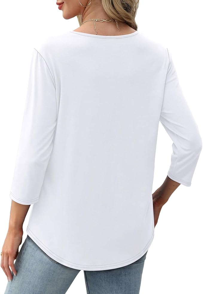 Afke Haut pour femmes avec structure et manches 3/4 | Confortable t-shirt pour le bureau et les loisirs