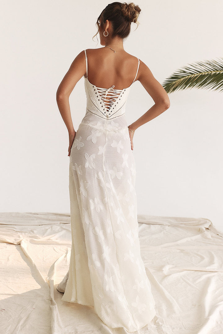 Elvina Robe maxi dos nu pour femme avec broderie | Aérienne, élégante & idéale pour l'été