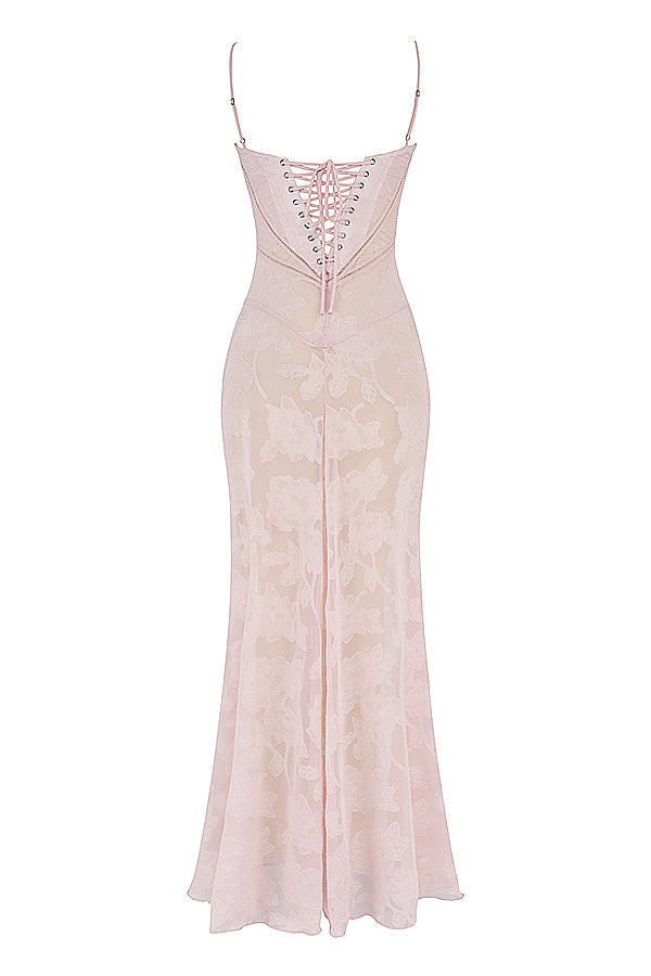 Elvina Robe maxi dos nu pour femme avec broderie | Aérienne, élégante & idéale pour l'été