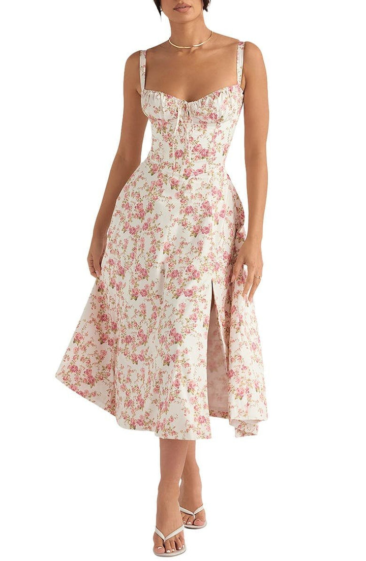 Robe Florale avec Corset | Élégance Décontractée & Charme Estival