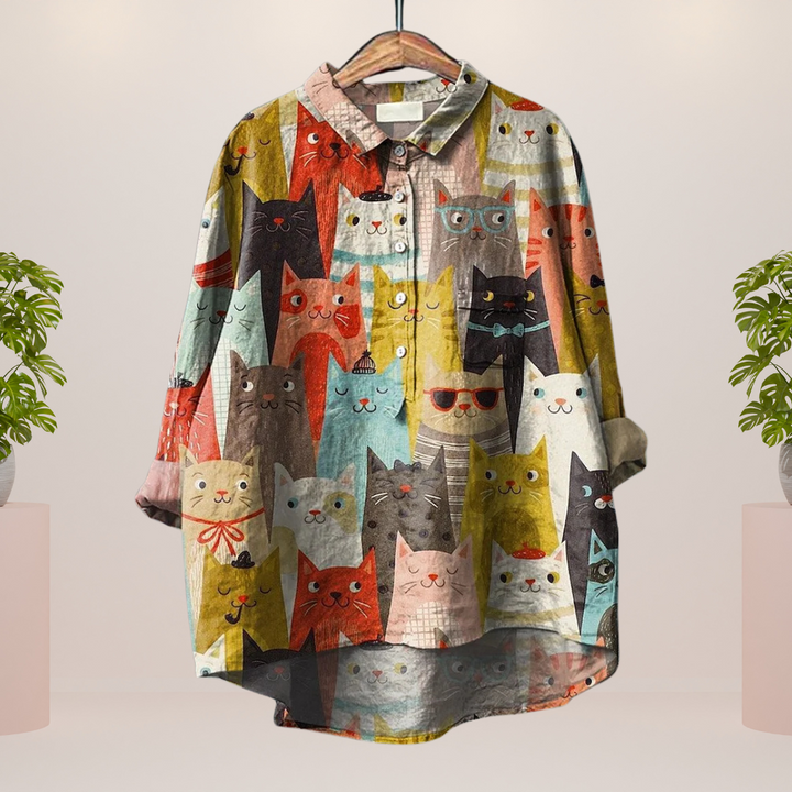 Chemise Milo pour femme avec illustration de chien colorée | Aéré, confortable & idéal pour les amoureux des chiens
