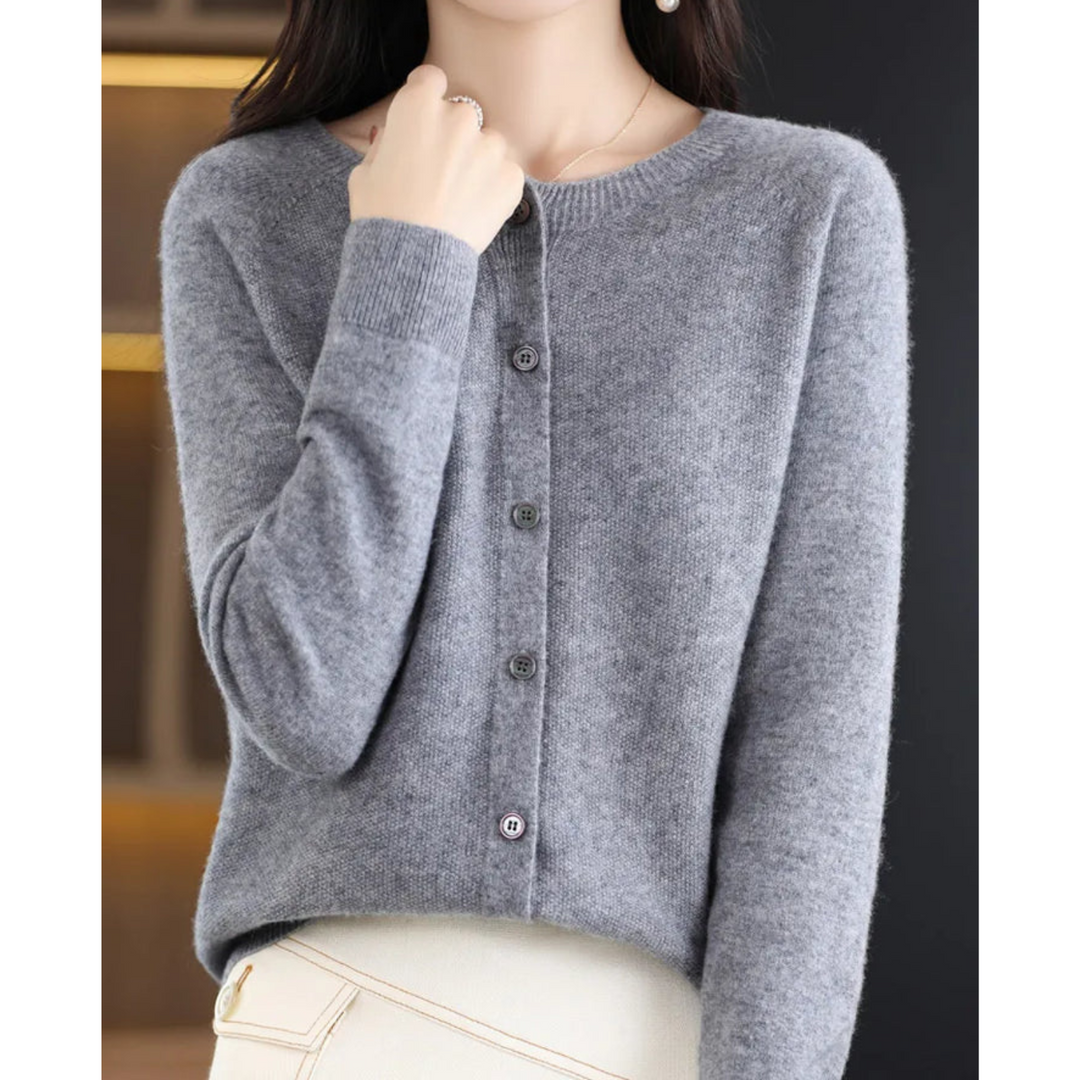 Élise Cardigan en Pure Laine Mérinos à Col Rond pour Femme | Chaleur et Élégance Naturelle