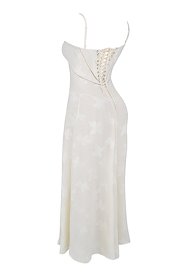 Elvina Robe maxi dos nu pour femme avec broderie | Aérienne, élégante & idéale pour l'été