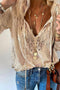 Chemisier femme - Col V Dentelle - Manches longues Aérien Léger - Look élégant Automnal