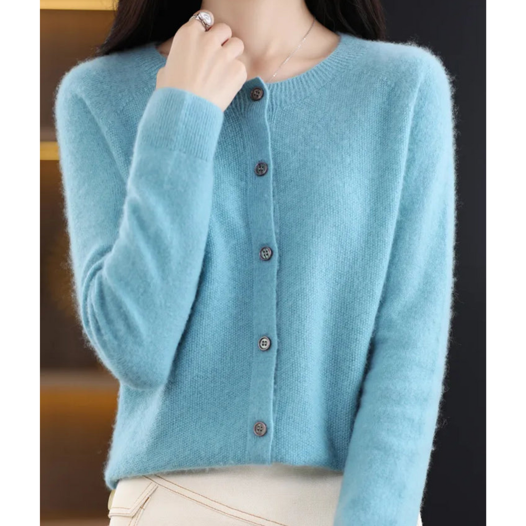 Élise Cardigan en Pure Laine Mérinos à Col Rond pour Femme | Chaleur et Élégance Naturelle