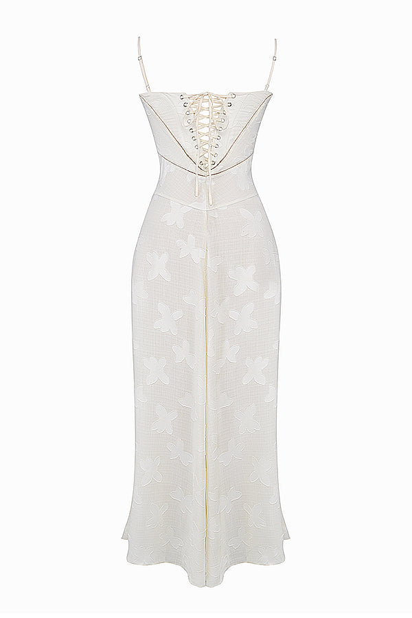 Elvina Robe maxi dos nu pour femme avec broderie | Aérienne, élégante & idéale pour l'été