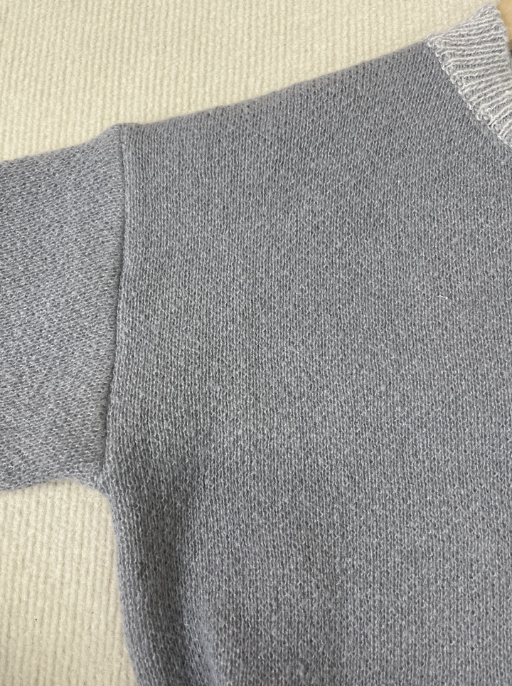 Ninon Pull Gris Uni | Manches Longues en Coton Mélangé Doux