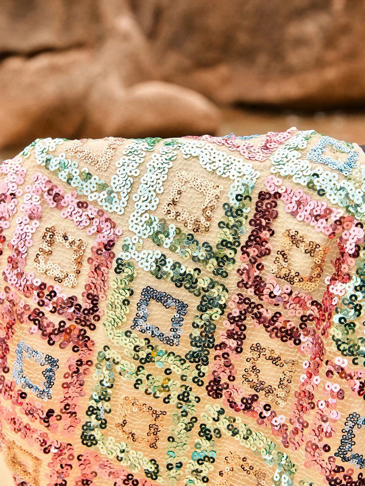 Neila | Minijupe avec paillettes et design colourblock