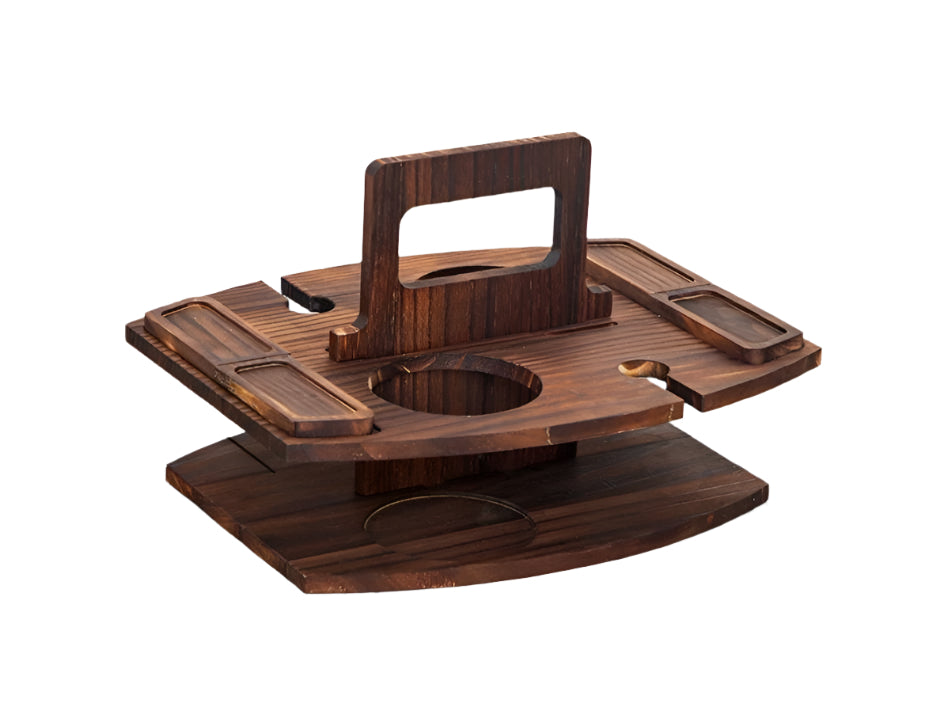 Table à vin portable en bois pour pique-nique 36x31x26cm Surface de service spacieuse