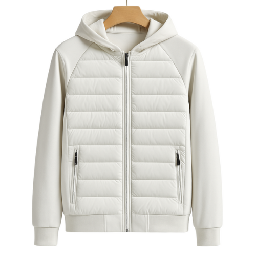 Veste matelassée homme légère avec capuche doublée et poches zippées style urbain