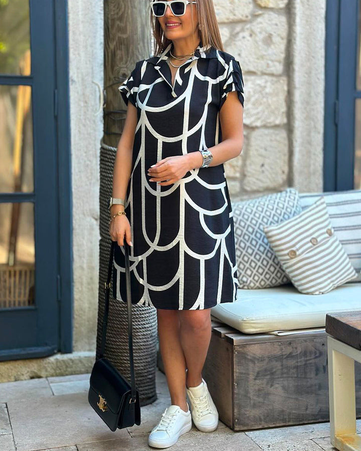 Reina | Vestido midi de moda para mujer con estampado gráfico: atemporal y versátil